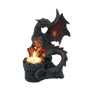 Bougeoir en résine peint à la main Castle Perching Dragon - Product Image 2