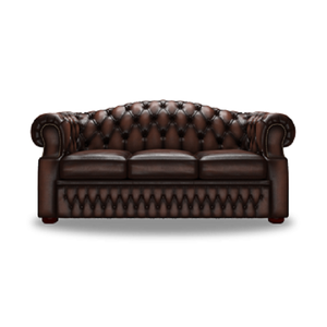 Sofá Chesterfield de Tres Plazas, Estilo Moderno, Tapizado en Cuero de Lujo, con Brazos Enrollados, Mueble Clásico para Sala de Estar - Product Image 1