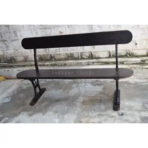 Industrial & Vintage Cast Iron Mango Wood Two Seater Bench For Office & Home Furniture