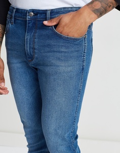 Vente en gros de jeans décontractés ajustés droits pour hommes 100% coton taille moyenne respirant à fermeture éclair blanc clair - Product Image 2