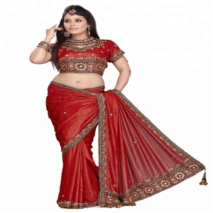Gerua Georgette diseñador impreso saree - Product Image 5