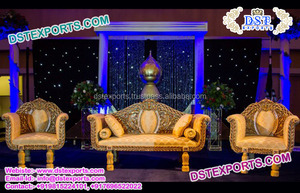 Best Muslim Wedding Golden Carved <b>Sofa</b> UK Indian Weddings White <b>Gold</b> <b>Sofa</b> Set Royal Look Wooden Carved Chairs Set - Product Image 2