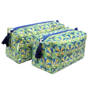 New Arrival Striped Hand-Block Printed Cotton for Toiletry Bag Coin Purse Set Handmade Indian Embroidered Cosmetic Bags Sale - Product Image 1