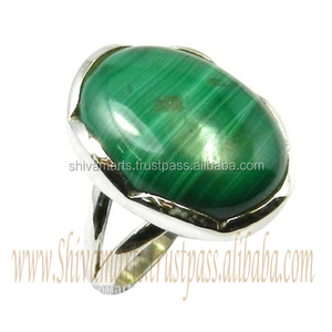 แหวนเวอร์เมอิล925แท้สีเงินสเตอร์ลิงประดับอัญมณีมาลาไคต์แท้พร้อมฝาสำหรับงานแต่งงานดีไซน์ล่าสุด - Product Image 2