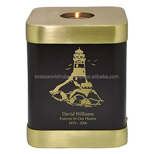 Urna de cremación de latón, Pet de Brassworld Tealight, suministros funerarios de la India - Product Image 5