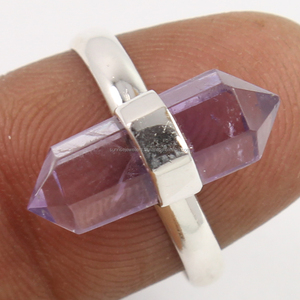 Anillo de punto Hexagonal de Plata de Ley 925 piedra preciosa amatista púrpura, joyería de plata fresca, joyería de plata en línea - Product Image 2