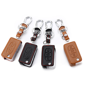 Étui de protection pour clé de voiture en cuir pliable à 2 3 boutons pour Peugeot 307 206 407 207 Partner pour Citroën <span class=keywords><strong>C3</strong></span> C4 C5 - Product Image 1