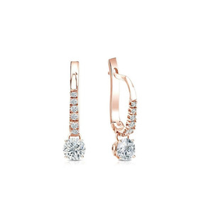 Pendiente de gota de aro con tachuelas de diamante redondo para mujer, 0,80tcw - Product Image 2