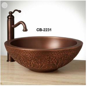Designer Double <b>Wall</b> <b>Table</b> Top Copper Vessel Sink - Product Image 1