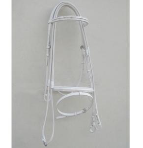 SHEMAX – bride de cheval ornée de diamants en cuir-blanc - Product Image 1