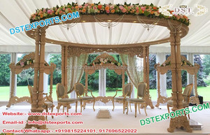 Gujarati Mariage Bois Doré Mandap Mariage Traditionnel Bois Doré Mandap Mariage Bois Exquis Look Mandap USA - Product Image 6