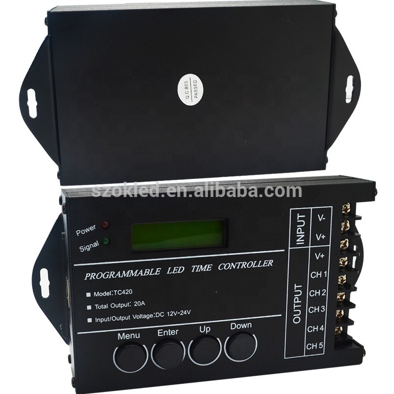 TC420 время программируемые светодиодные RGB контроллер DC12V-24V 5 канал LED синхронизации диммер выход 20A общий анод с ПК USB провода