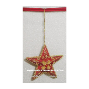 Adorno Navideño Indio Colgante, Adornos Navideños en Forma de Estrella con Bordado Zari - Product Image 1
