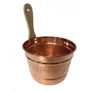 Cubo de madera bañado en cobre martillado para Sauna - Product Image 1