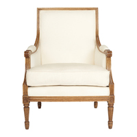 Fauteuil style Louis antique, confortable, en bois massif, acajou, cuir synthétique, meubles de luxe pour hôtels et maisons remplis de mousse