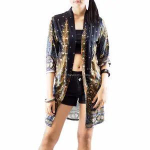 NAPAT proveedor de oro alibaba fabricante de ropa de las mujeres línea kimono cardigan con bordado de inflexión - Product Image 1