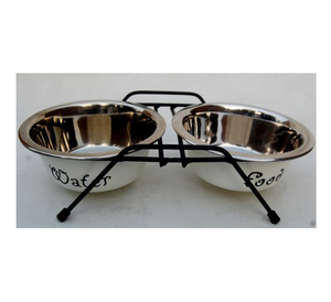 Juego de cuencos para perros de acero inoxidable clásico con diseño de soporte, venta al por mayor barata para Hotel, restaurante, hogar, cuencos de Metal - Product Image 3