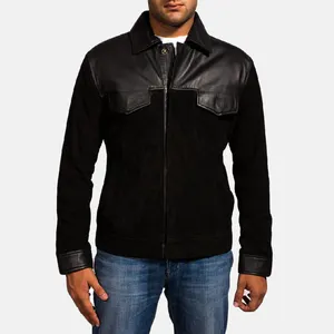 2021 Top Kwaliteit Modieuze Ontwerp Fusion Black Suede Leather Jacket Voor Mannen Met Schapen & Geit Huid Lederen