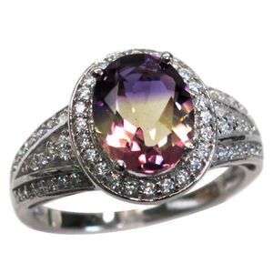 DELIGHTFUL 3 CT AMETRINE 925 STERLING SILVER RING SIZE 5-10