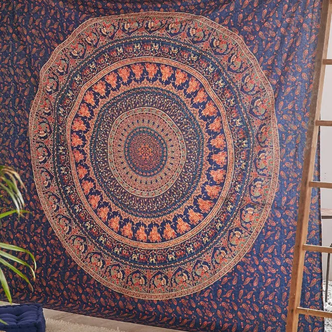 Tapiz de Mandala indio, colcha de algodón, elefante bohemio colgante de pared, tapices de pared Hippie