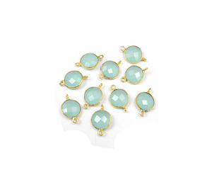 Conector Boho de Calcedonia Aqua Natural de 10mm con Baño de Oro de 18K, Gema de Nacimiento, Estilo Moderno para Toda Ocasión - Product Image 5