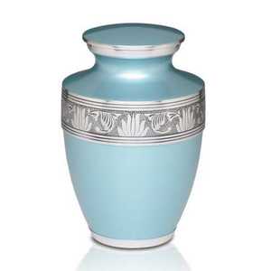 Classic Memorial Sky Blue Engraved Pets Adults Cremation Urns for Cats/<b>Dogs</b> Funeral <b>Ashes</b> Metal Brass/Aluminum - Product Image 1
