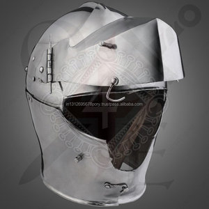 อัศวินยุคกลางปิดหมวกกันน็อค Armet 16วัด TC127สีเงินปกเต็มรูปแบบสำหรับการถ่ายภาพภาพยนตร์ - Product Image 1