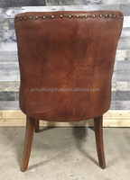 Cuir vieilli véritable de haute qualité, chaise de salon avec dossier matelassé