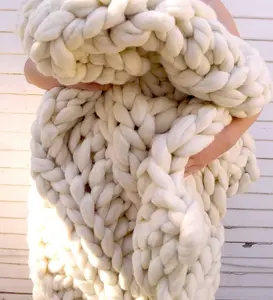 Fio super robusto desgastado lã merino, tricô para tapete e jangada, lenço de tricô de mão/cobertor/artesanato etc. Fio fantasia