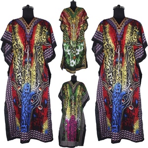 KFCL001 Long <b>Kaftan</b> Hand Block Printed <b>Kaftan</b> Handmade Indian Caftan Abaya <b>Kaftan</b> Caftan Arab Jalabiya Dubai Fashion - Product Image 1