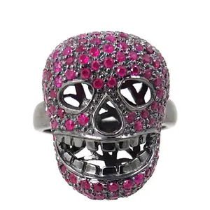 Anillo डे Calavera चोर Incrustaciones डे Tourmalina Rosada Anillo डे Calavera चोर Piedras Preciosas Venta डे joyeria डे मोडा