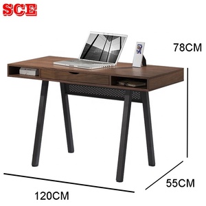Modern Home Furniture Long Study Gaming Steel and Wood <b>Computer</b> <b>Desk</b> Drawer <b>Black</b> 120cm Length Sce Model PCD-161 - Product Image 2