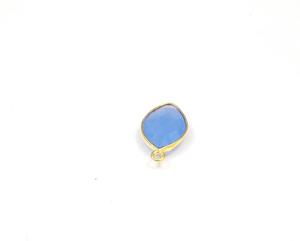 Fornituras de Calcedonia Azul, Forma Marquesa de 9x15mm, Baño de Oro de 18K, Engaste Individual Facetado Hecho a Mano para Joyería - Product Image 5