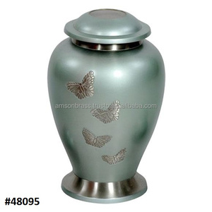Sky Blue Enamel Printed Finished Decorative Urn New Arrival Butterfly Metal Cremation Urn Handmade Cremation Urns - Product Image 5