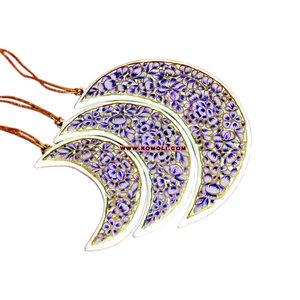 ชุดของ3ดวงจันทร์ขายส่งมือไม้ทาสีคริสต์มาสตกแต่งเครื่องประดับ - Product Image 1