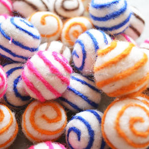 Small Swirled Felt <b>Balls</b> for Christmas Decoration, Natural Decorated <b>Ball</b> - Handmade in Nepal ! - Product Image 1