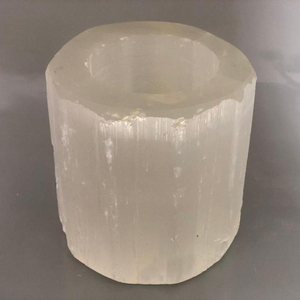 Portavelas de Selenita Blanca Natural con Superficie Suave para Decoración del Hogar y Ocasiones Navideñas - Product Image 3