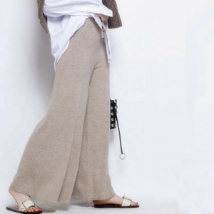China OEM Sweater Manufacturers Custom High Waisted Knitted Wide Leg Merino <strong>Wool</strong> / Cashmere <strong>Pants</strong> Women - Product Image 1