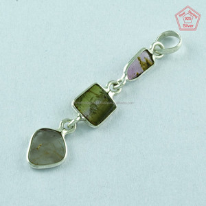 Halus batu Turmulin 925 perak murni liontin Online India perak perhiasan grosir Chic Charms perhiasan - Product Image 1