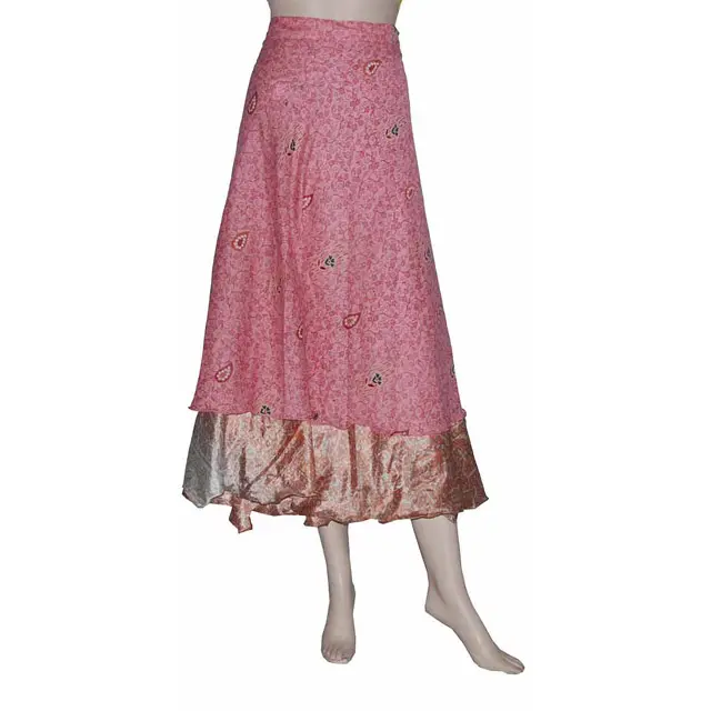 Vintage 2 Layer Boho Hippi Long Wrap Skirt