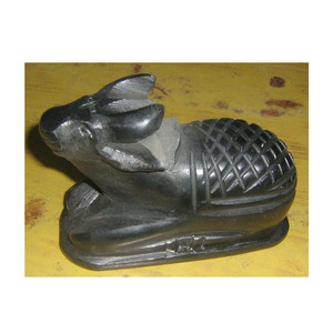 Nandi-estatua de mármol negro pulido hecha a mano para adoración y decoración del hogar, posición sentado, la mejor calidad - Product Image 1