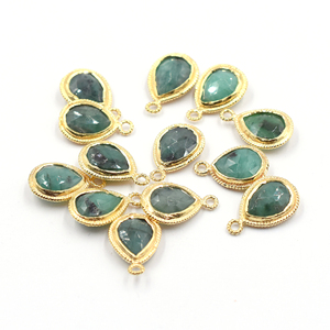 จี้รูปลูกแพร์มรกต925เงินแท้จี้ชุบทองทำเครื่องประดับแฮนด์เมด - Product Image 4