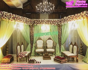 Royal Peacock Design Mandap Chair Set Royal Peacock Design Mandap Chair Set Indian Wooden Carved Mandap Chairs - Product Image 4