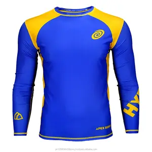 Kustom rash penjaga surf, mma rash guard China jiujitsu ruam penjaga hitam permainan profesional jersey dengan Pencetakan sublimasi