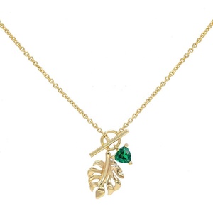 Lozrunge 925 perak murni 14k berlapis emas daun <span class=keywords><strong>Vermeil</strong></span> CZ liontin ganda kalung Bohemian perhiasan - Product Image 1