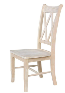 Silla de comedor con respaldo doble X de madera maciza, muebles para el hogar sin terminar - Product Image 2