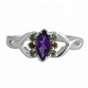 Marquise Amethyst <b>925</b> Sterling <b>Silver</b> Gemstone <b>Ring</b> Jewelry - Product Image 1