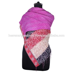 Kantha Trabajo Algodón SC1010 Bufandas Vintage kantha cosido a mano Algodón Allover Bufanda Chales Reversible Estola Bufanda hecha a mano - Product Image 2