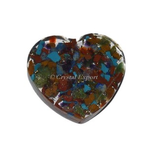 Pierres de chakra en agate, orgonite, cœur sculpté, art populaire gravé, amour - Product Image 1