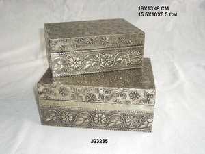 Gran Venta de patrón floral en relieve en caja de plata alemana hecha en MDF y organizador de joyero de plata alemana para mujeres y niñas - Product Image 5
